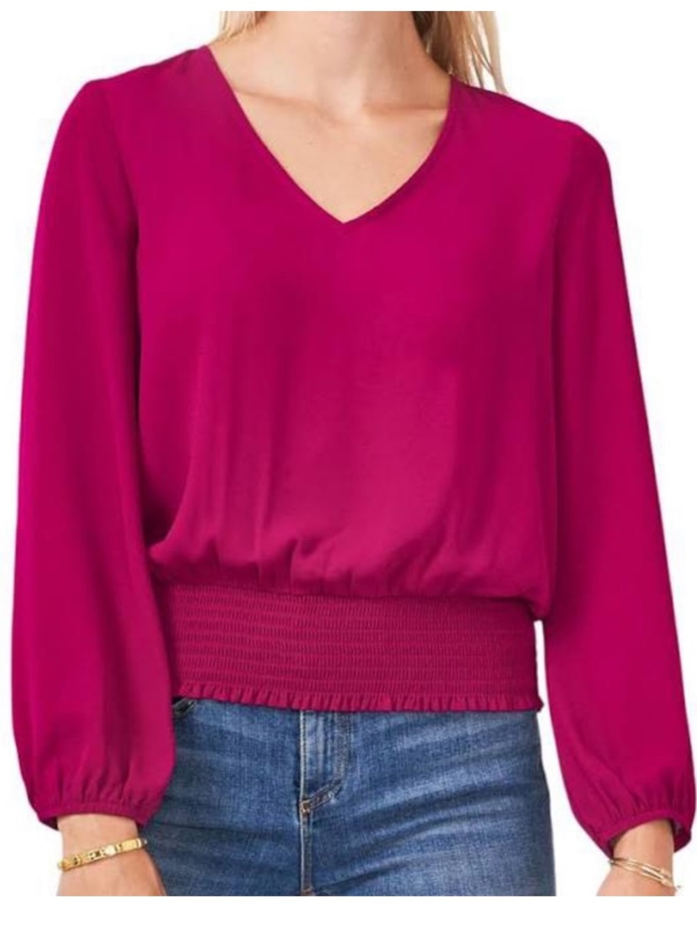 NWT 1. State Smocked Waist Blouse